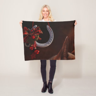 Ekvestrian jul Hanging Horseshoe Photo Fleecefilt