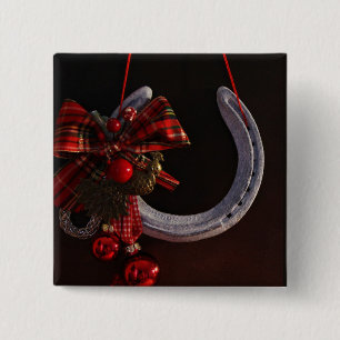 Ekvestrian jul Hanging Horseshoe Photo Knapp