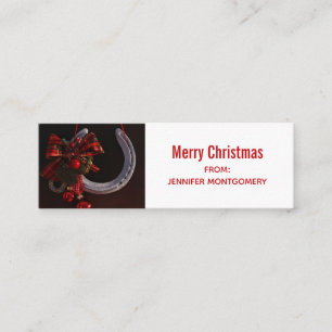 Ekvestrian jul Hanging Horseshoe Photo Mini Visitkort