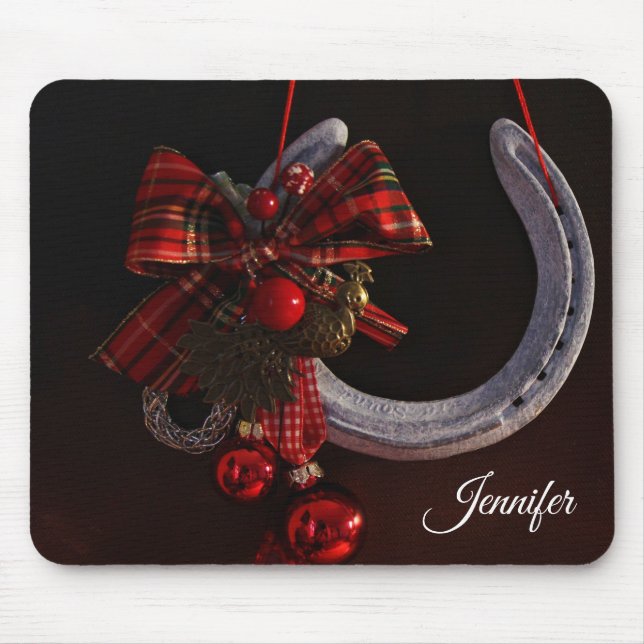 Ekvestrian jul Hanging Horseshoe Photo Musmatta (Framsidan)
