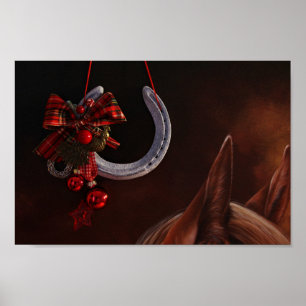 Ekvestrian jul Hanging Horseshoe Photo Poster