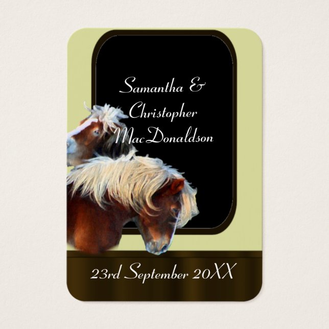 Ekvestriens tematiska bröllopsförmån tack för er m visitkort (Framsidan)