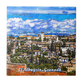 El Albayzín, Granada, Andalusien, Spanien. Kakelplatta