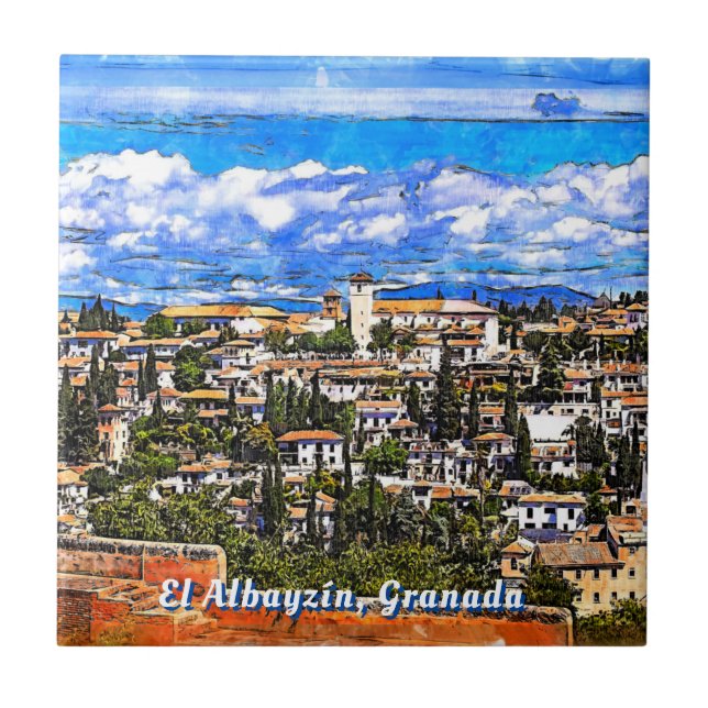 El Albayzín, Granada, Andalusien, Spanien. Kakelplatta (Framsidan)