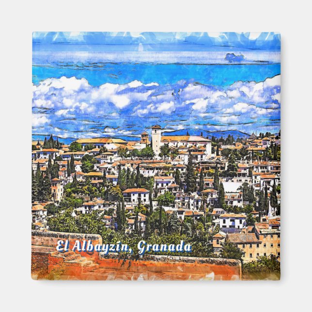El Albayzín, Granada, Andalusien, Spanien. Magnet (Framsidan)