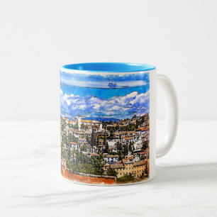 El Albayzín, Granada, Andalusien, Spanien. Två-Tonad Mugg