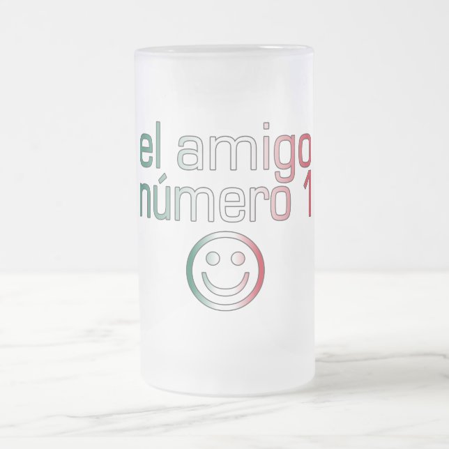 El-Amigo Número 1 i mexicanska flaggafärger för Frostat Ölglas (Center)