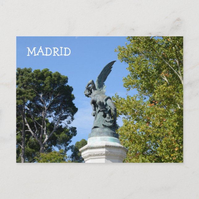 El Angel Caido, Retiro Park, Madrid Vykort (Framsida)