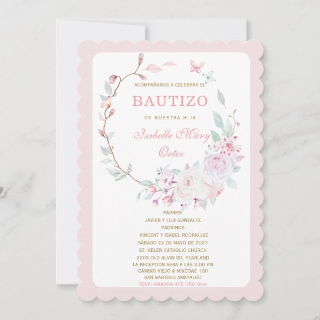 El Bautizo invitación de nuestra hija Inbjudningar (Framsida)