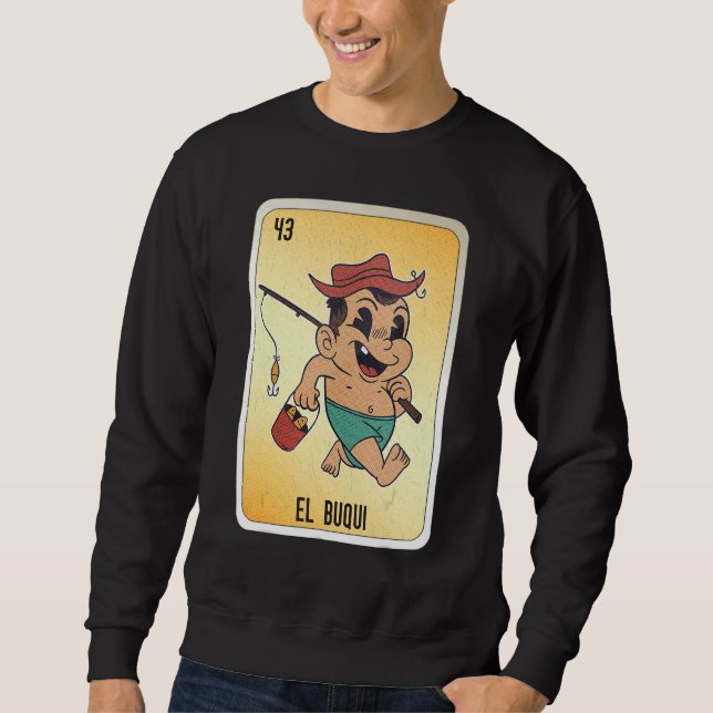 EL Buqui Mexican Slang Lottery Bingo Cards Lång Ärmad Tröja (Framsida)