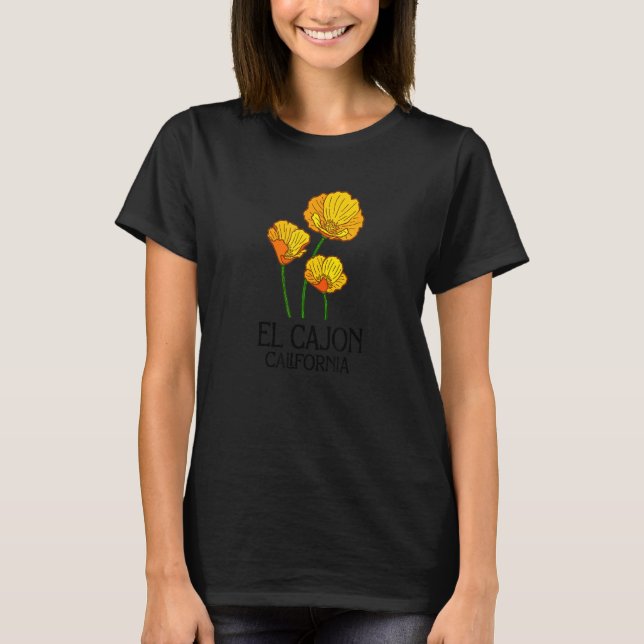 El Cajon California CA Poppy Flower State City Vin T Shirt (Framsida)