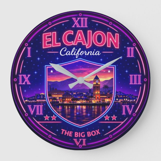 El Cajon California Valley Lights Neon Stor Klocka (Framsida)