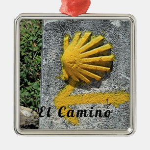 El Camino de Santiago de Compostela, Spanien, snä Julgransprydnad Metall