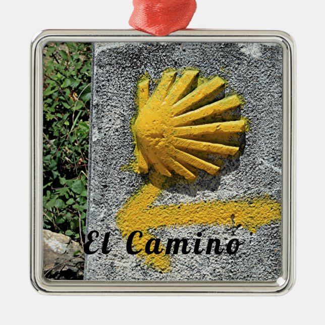 El Camino de Santiago de Compostela, Spanien, snäc Julgransprydnad Metall (Framsidan)
