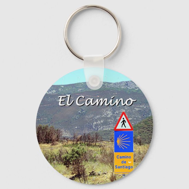 El Camino de Santiago-skylt (bildtext) Nyckelring (Framsida)