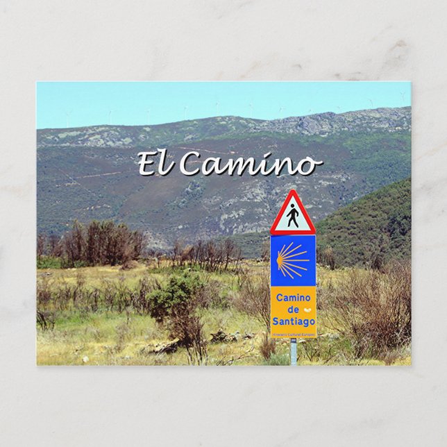 El Camino de Santiago-skylt (bildtext) Vykort (Framsida)