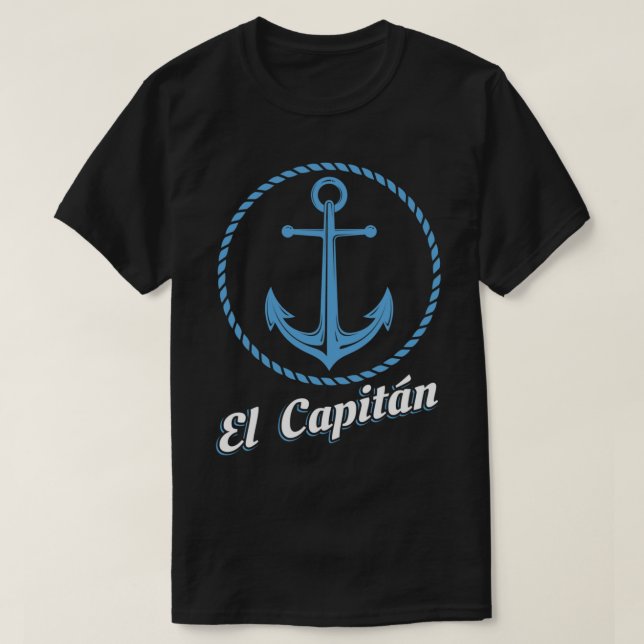 El Capitan Gift Skipper Funny Sea Kapten Anchor T Shirt (Design framsida)