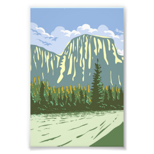 El Capitan i Yosemite Valley California WPA Art Fototryck