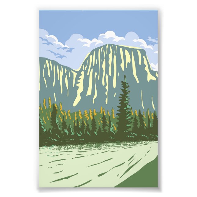 El Capitan i Yosemite Valley California WPA Art Fototryck (Framsidan)
