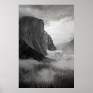 El Capitan med snurrande mist Poster