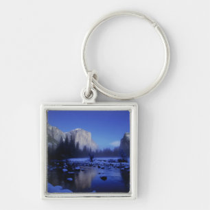 El Capitan Mountain, Yosemite National Park, Fyrkantig Silverfärgad Nyckelring