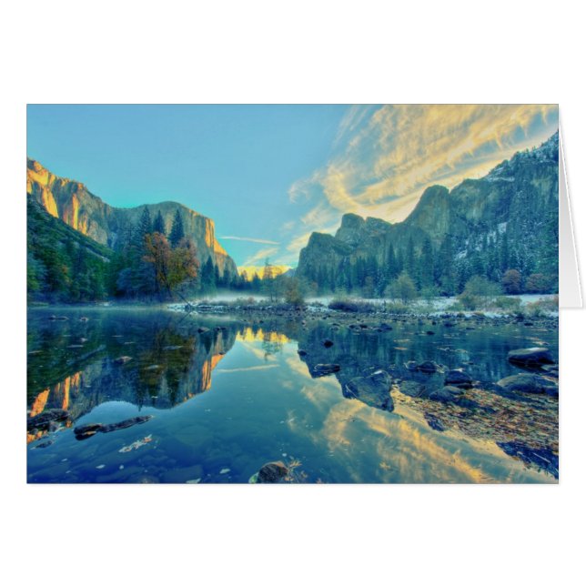 El Capitan och reflexion för tre bröder Hälsningskort (Framsidan Horizontal)