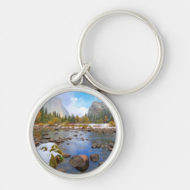 El Capitan och tre bröder Rund Silverfärgad Nyckelring (Framsidan)