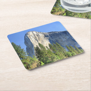 El capitan Over Merced River - Yosemite Valley Underlägg Papper Kvadrat