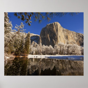 El Capitan reflekterar över Merced River i Poster