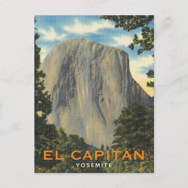 El Capitan, Yosemite, Kaliforniens vintage Vykort (Framsida)