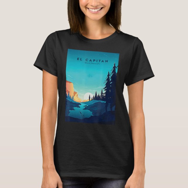 El Capitan Yosemite National Park Camping Adventur T Shirt (Framsida)