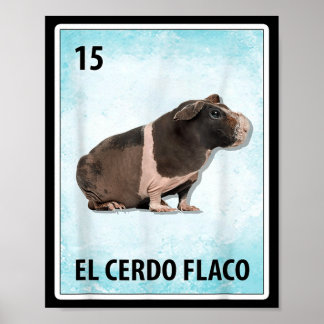 El Cerdo Flaco mexikanska skinny pig-kort Poster