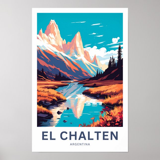 El Chalten Argentina Travel Skriv ut Poster (Framsidan)