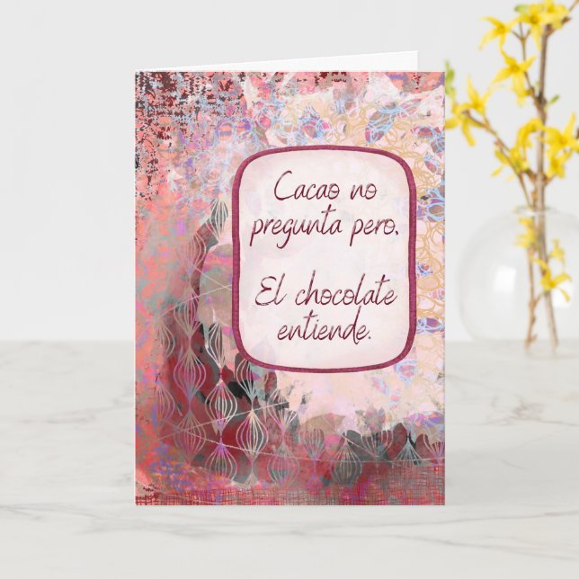 El Chocolate Förstår – Tänker på Dig – Spanska  Kort (Gul blomma)