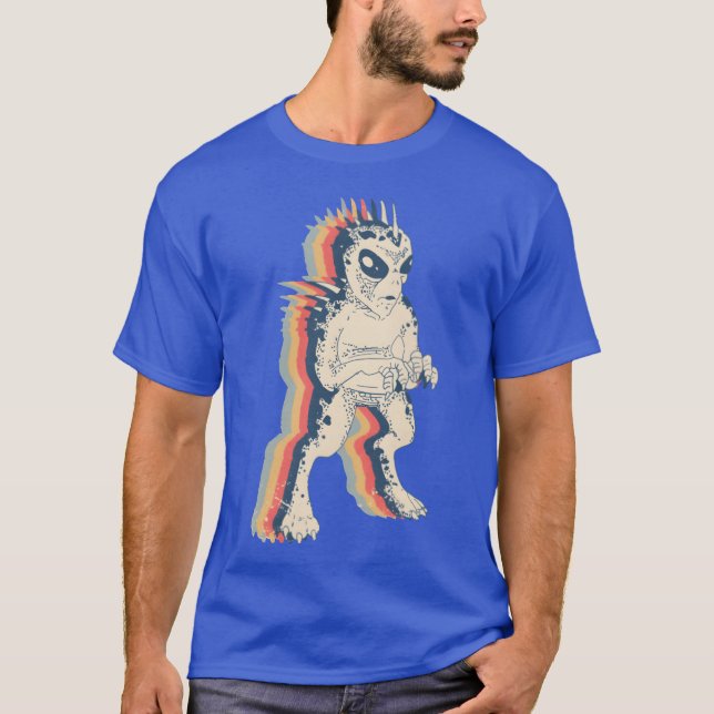 El Chupacabra Cryptid Cryptozoology Retro Line Art T Shirt (Framsida)