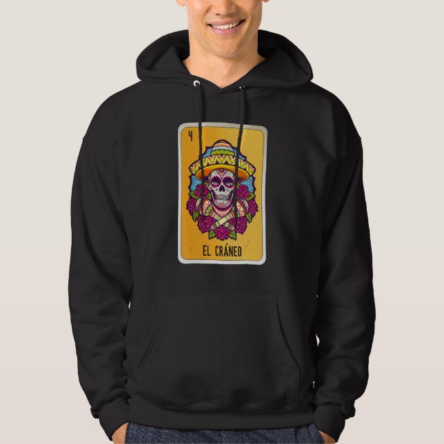 El Cráneo Mexican Slang Lottery Bingo Cards Hoodie (Framsida)