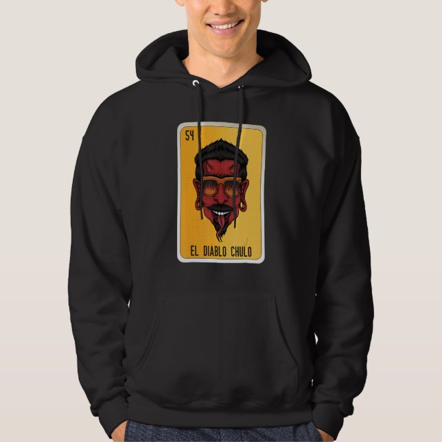 El Diablo Chulo Mexican Slang Lottery Bingo Cards Hoodie (Framsida)