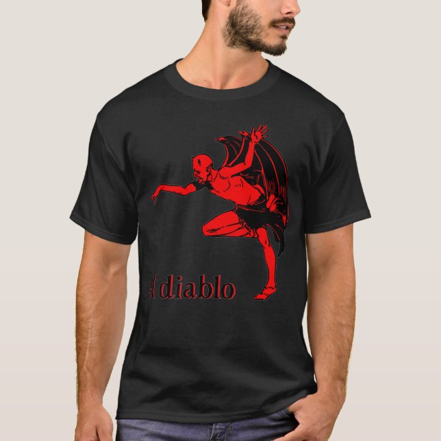 El Diablo Devil Satan Demon spanish scary hallowee T Shirt (Framsida)