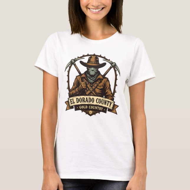 El Dorado County Guld Land - Bandit badge T Shirt (Framsida)