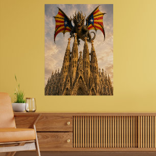 El Drac - katalanska drakar över Sagrada Familia Poster