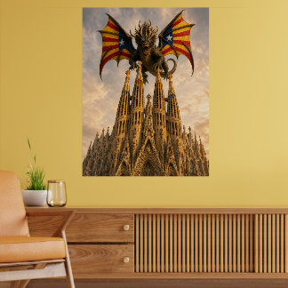 El Drac - katalanska drakar över Sagrada Familia Poster