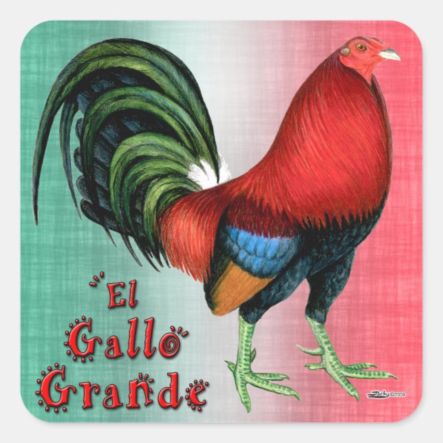 El Gallo Grande Fyrkantigt Klistermärke (Framsida)