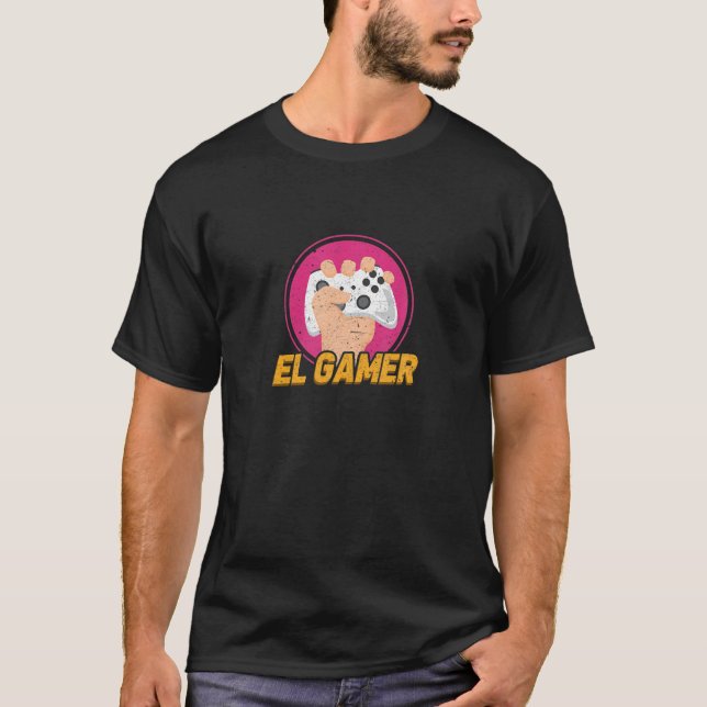 El Gamer Video Games Mexican Gaming Gamepad Consol T Shirt (Framsida)