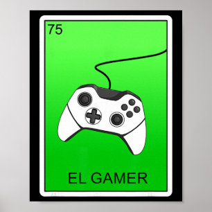 El-Gamer Video-spelkort, mexikanskt lotsminneskort Poster