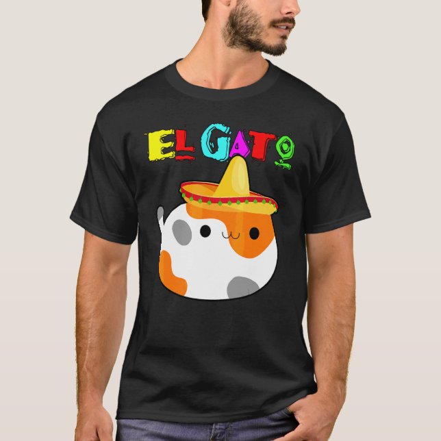 El Gato Calico Cinco de Mayo Latino Kattunge med T Shirt (Framsida)