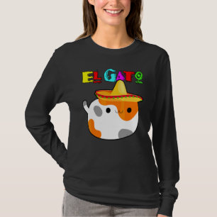 El Gato Calico Cinco de Mayo Latino Kattunge med T Shirt