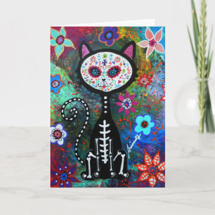 El Gato Cat Dia de los Muertos by Prisarts Kort