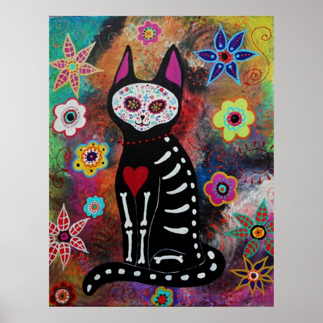 El gato Dia de los Muertos Painting Poster (Framsidan)