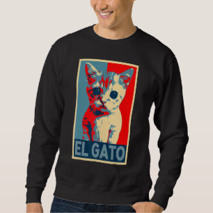 El Gato Meme Ledsen Gråtande Cat Kattunge Meme ret Lång Ärmad Tröja