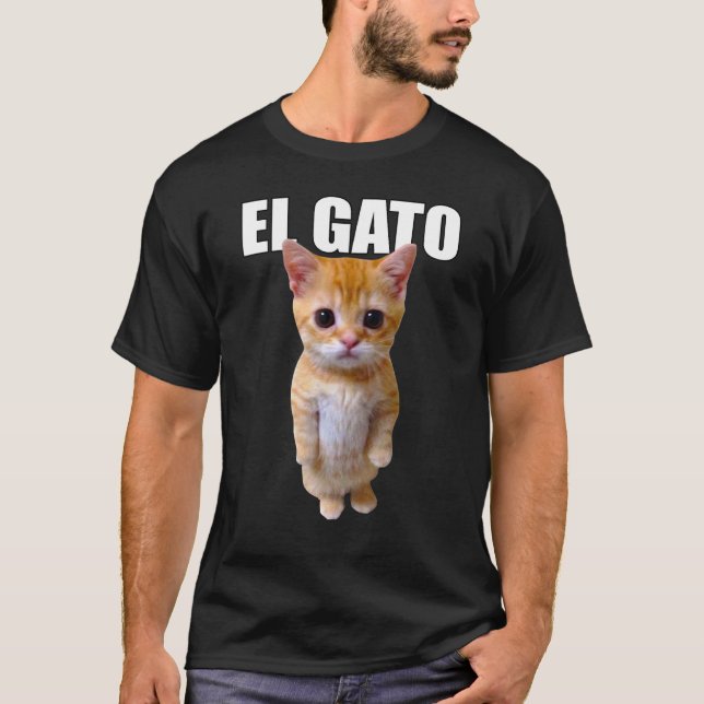 El Gato Meme Ledsen Gråtande Cat Munchkin Kattunge T Shirt (Framsida)